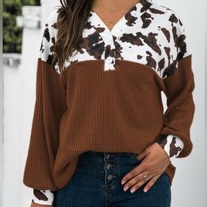 Brown Cowprint Sweater